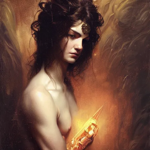 Image similar to highly detailed oil painting | very intricate | cinematic lighting | award - winning | chronus god of time | by roberto ferri, by tom bagshaw, by j. c. leyendecker and klimt, beautiful cinematic light, american romanticism, by austin osman spare, artstation, cgsociety, official art, octane