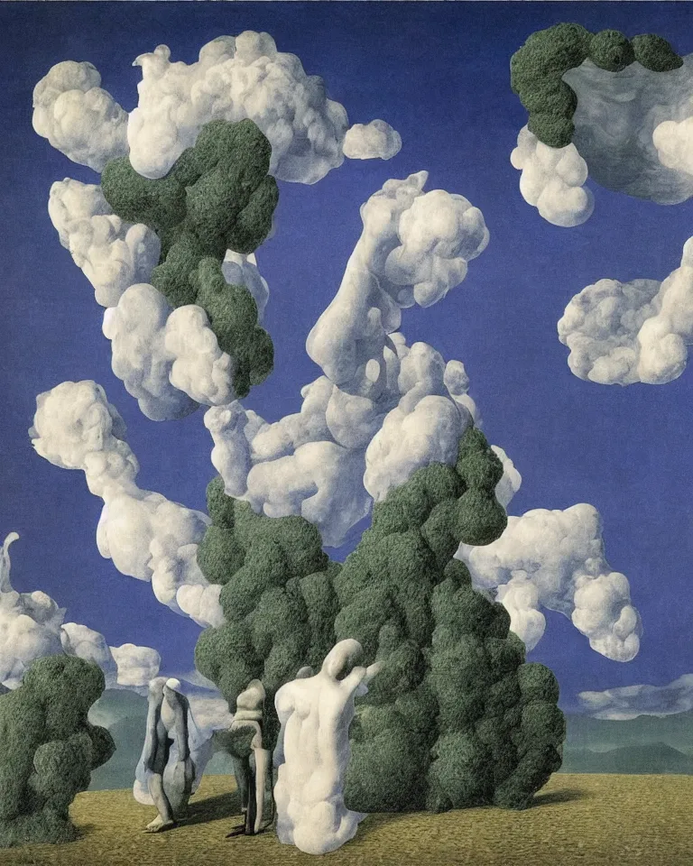 Prompt: an enchanting fractured tableau by Rene Magritte and Giovanni Paolo Panini.