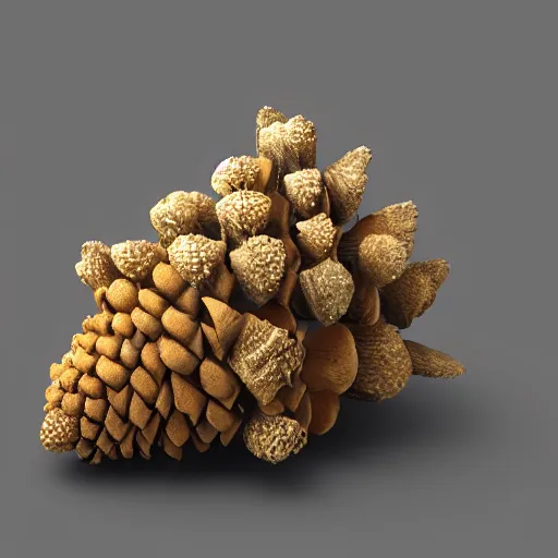 Image similar to poorly rendered 3 d anthromorphic pinecone