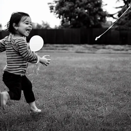 Image similar to a child chasing a balloon