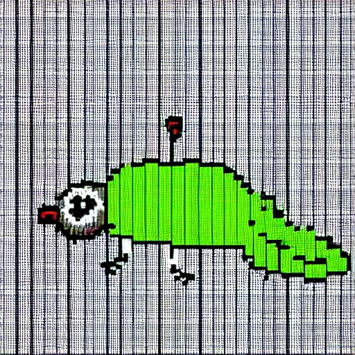 Image similar to happy pixelated larva