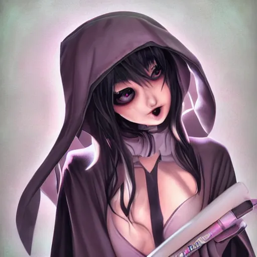 Prompt: Cute girl grim reaper is blushing by artgerm