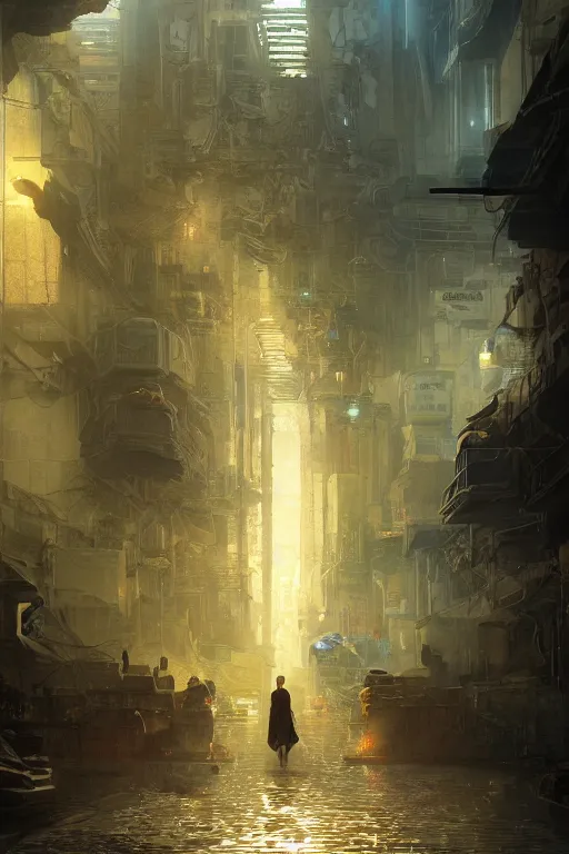 Image similar to inside the street of the city of atlantis, powerfull, intricate, elegant, volumetric lighting, digital painting, highly detailed, artstation, sharp focus, illustration, concept art, ruan jia, steve mccurry