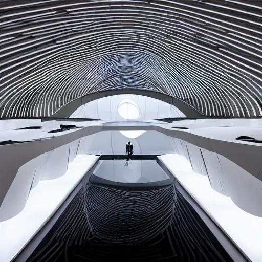 Image similar to extremely detailed stunning beautiful futuristic museum interior by Zaha Hadid