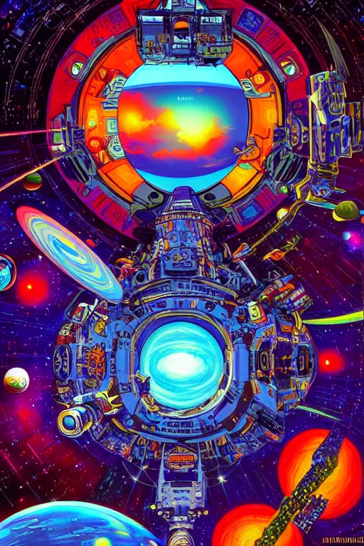 Prompt: maximalist detailed space scene lowbrow scifi artwork by kidsquidy. ray tracing hdr polished sharp