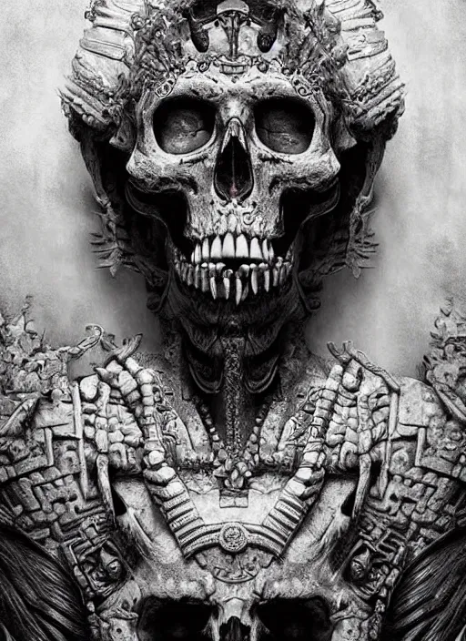 Image similar to digital _ painting _ of _ cizkin god of death mayan _ by _ filipe _ pagliuso _ and _ justin _ gerard _ symmetric _ fantasy _ highly _ detailed _ realistic _ intricate _ port