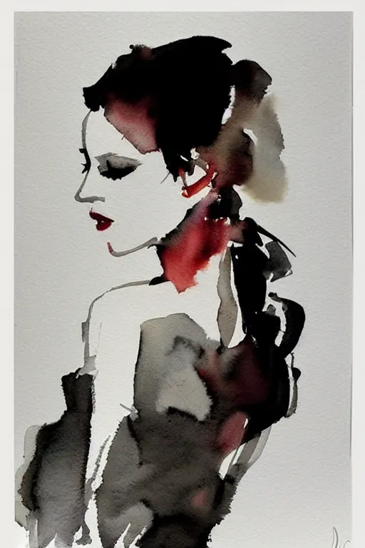 Image similar to beautiful woman portrait, grey, colorless and silent, watercolor portraits by David downton