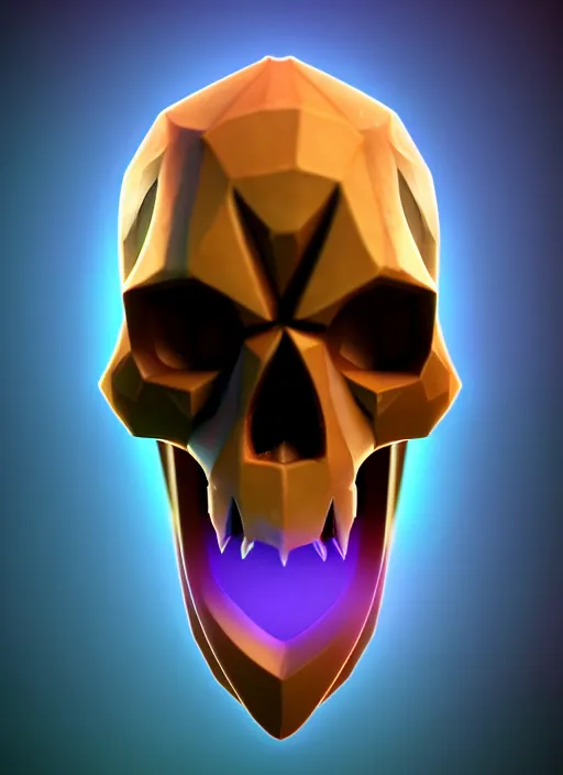 Image similar to cloaked skull, stylized stl, 3 d render, activision blizzard style, hearthstone style, crash bandicoot artstyle