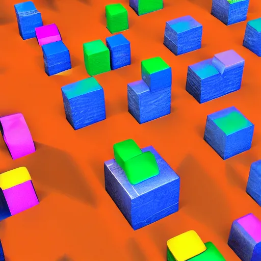 Image similar to abstract art of a stack of cubes, each smaller than the last, a pyramid of multicolored cubes, unreal engine, artstation, satisfying