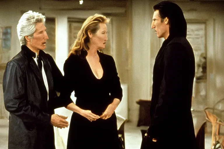 Image similar to richard gere and meryl streep play two vampires, scene from film