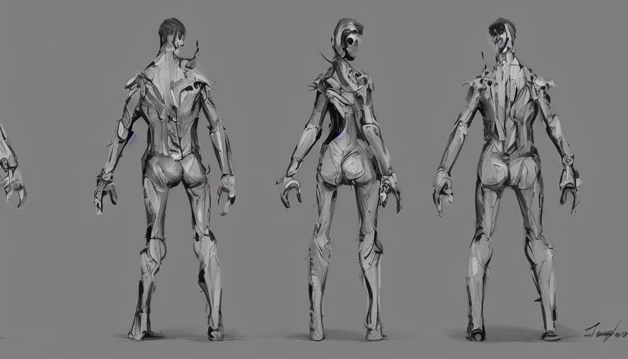 Prompt: character design suit made by apple and, jama jurabaev, very long shot, brush hard, artstation, cgsociety, high quality, brush stroke