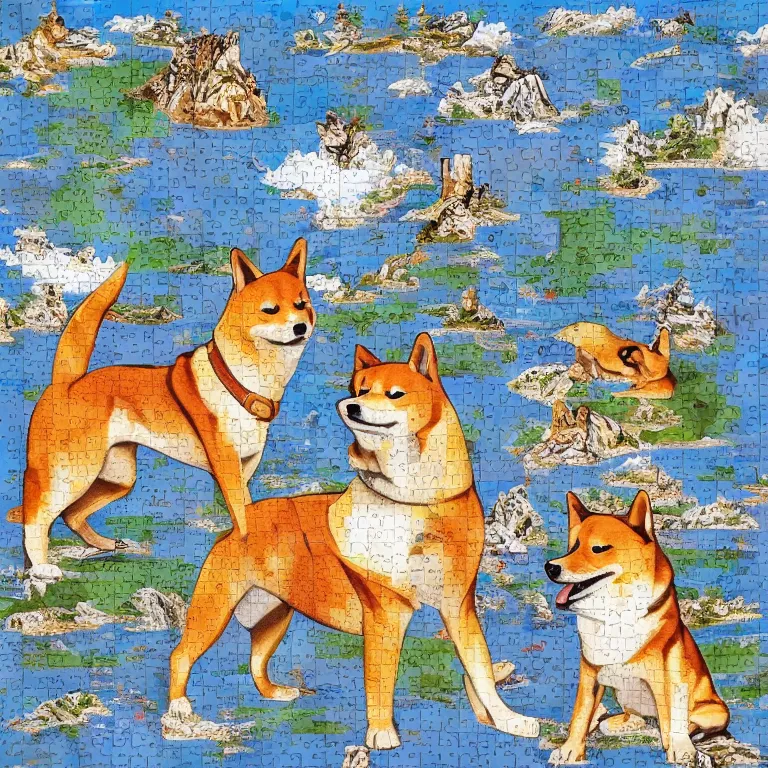 Image similar to shiba inu themed skyrim puzzle