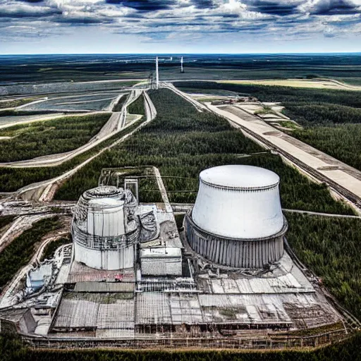 Image similar to chernobyl powerplant in a stunning landscape by bernardo belotto