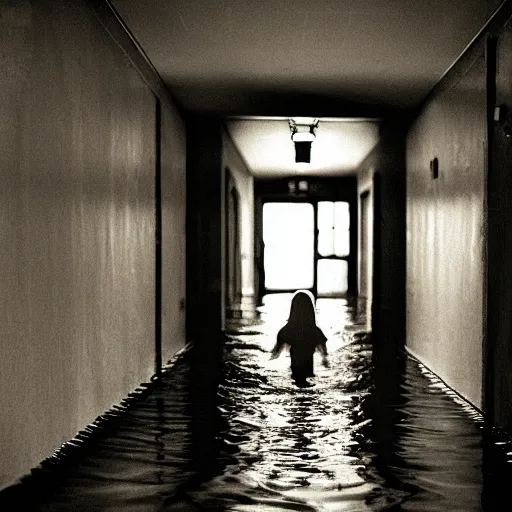 KREA - a flooded creepy empty basement hallway, craigslist photo