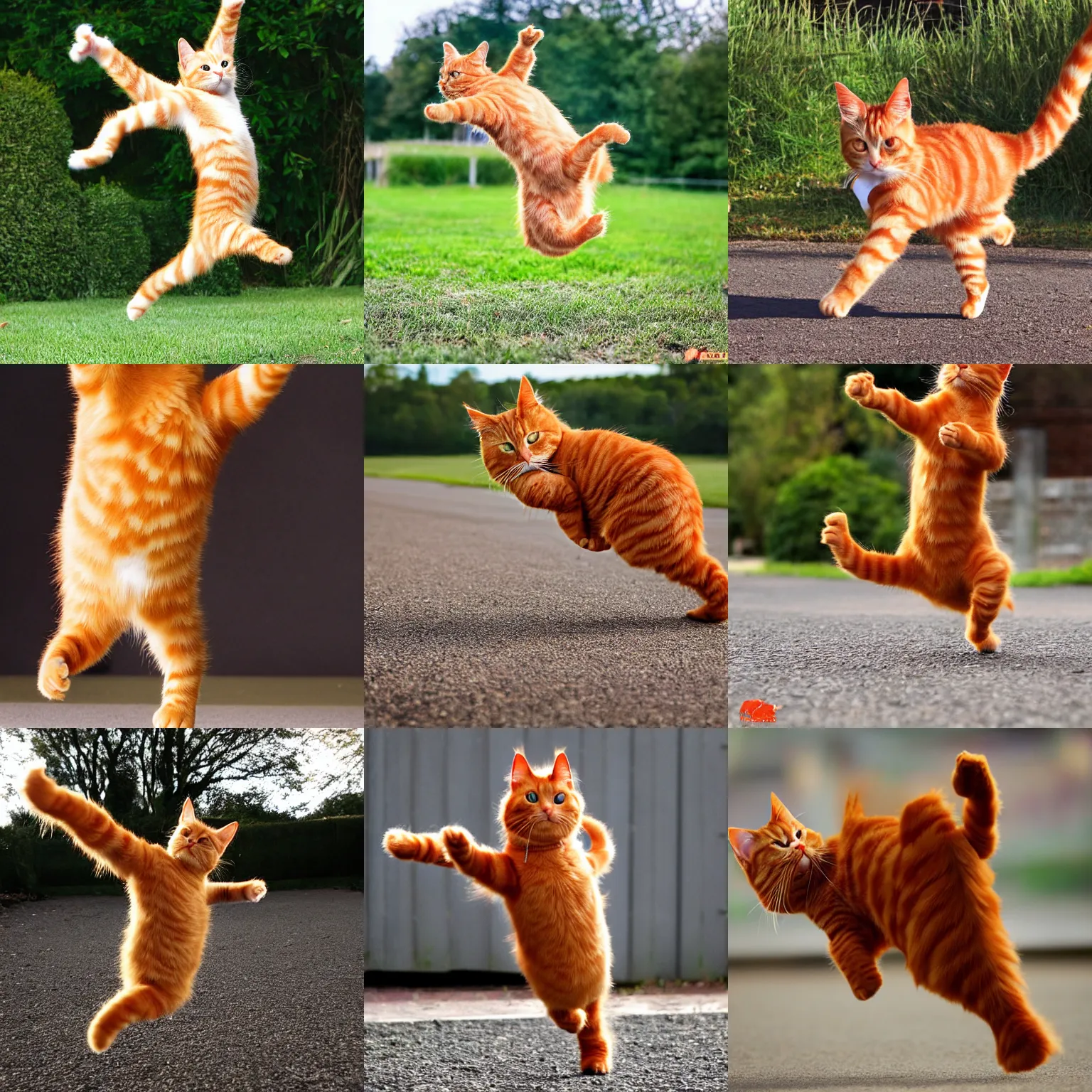 Prompt: ginger cat doing a pirouette, photograph, award winning