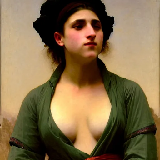 Image similar to solarpunk portrait of a butch woman by william adolphe bouguereau