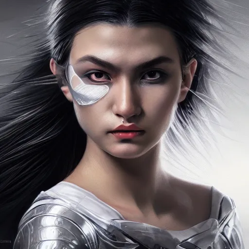 Image similar to head and shoulders portrait of modern darna, woman turned into a hard boiled egg, intricate, elegant, dark vibes, highly detailed, digital painting, artstation, glamor pose, concept art, smooth, sharp focus, illustration, art by wlop, mars ravelo and greg rutkowski