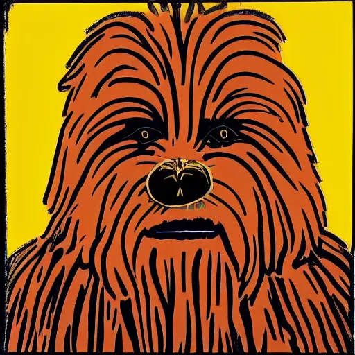 Prompt: portrait of chewbacca by andy warhol