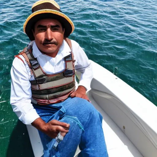 Prompt: mexican man boarding a boat