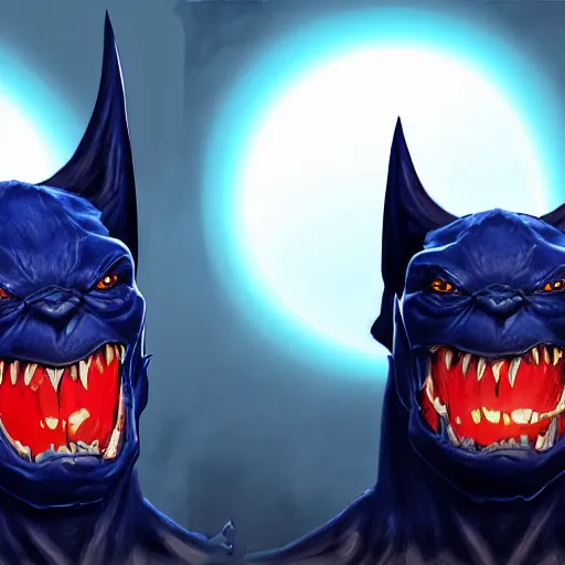 Prompt: front and back character view of scary, giant, mutant, mutated, dark blue humanoid bat, glowing red eyes, flying above a stormy ocean, sharp teeth, acid leaking from mouth, realistic, giant, bat ears, bat nose, bat claws, bat wings, furred, covered in soft fur, detailed, trending on artstation clean concept art and sheet that using unreal engine 5 render and hyper detailed 3D texture with cinematic software light 85mm f/1.4