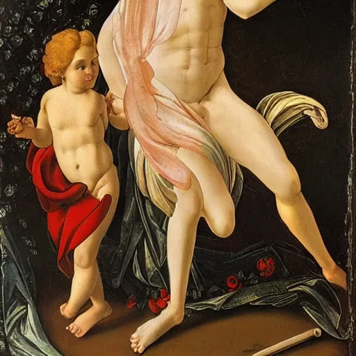 Image similar to benjamin netanyahu as cupid, baroque, rococo, by raphael and botticelli