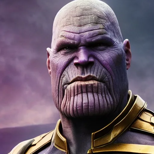 Image similar to thanos, purple skin, josh brolin, clerical clothes, full body shot, realistic, highly detailed