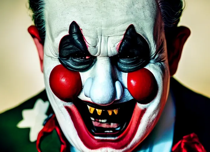 Image similar to ted cruz as art the clown, movie still, from the new terrifier movie, 8 k, realistic