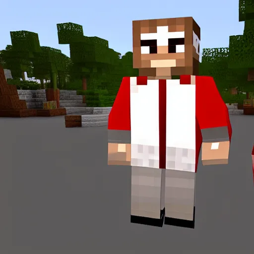 Image similar to kfc logo as statue in minecraft metaverse