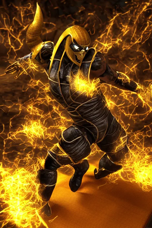 Image similar to scorpion from mortal kombat 3 d render