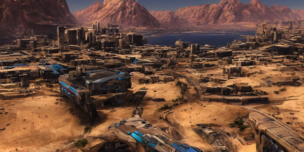 Prompt: a photo of a place where the desert meets the ocean, incredible vista of an advanced city next to a ruined city, a sole survivor looks into the camera, mass effect, no man's sky, tarot card, mystical, concept art, art station