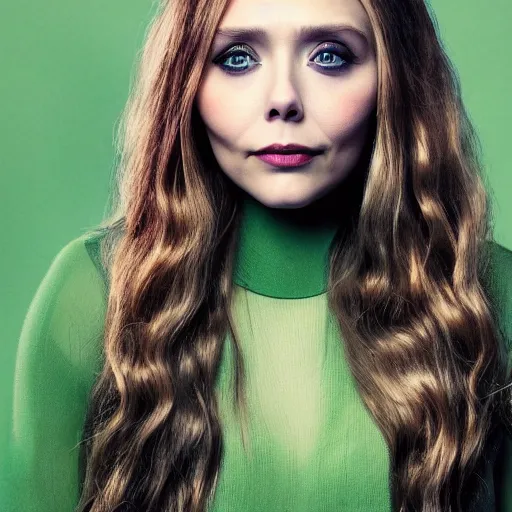 Prompt: elizabeth olsen with broccoli hair, trending on artstation, 4 k quality, intricate