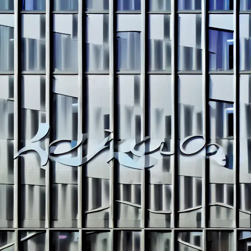 Prompt: modern building facade with a logo written klepa