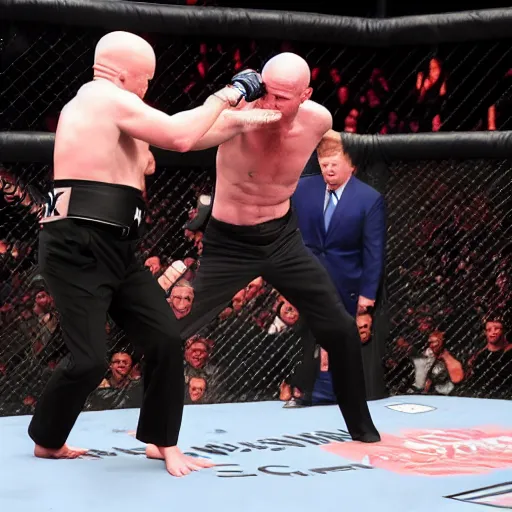 Prompt: max branning and donald trump in a ufc fight