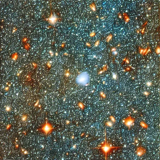 Prompt: hubble deep field photograph, waffle galaxies