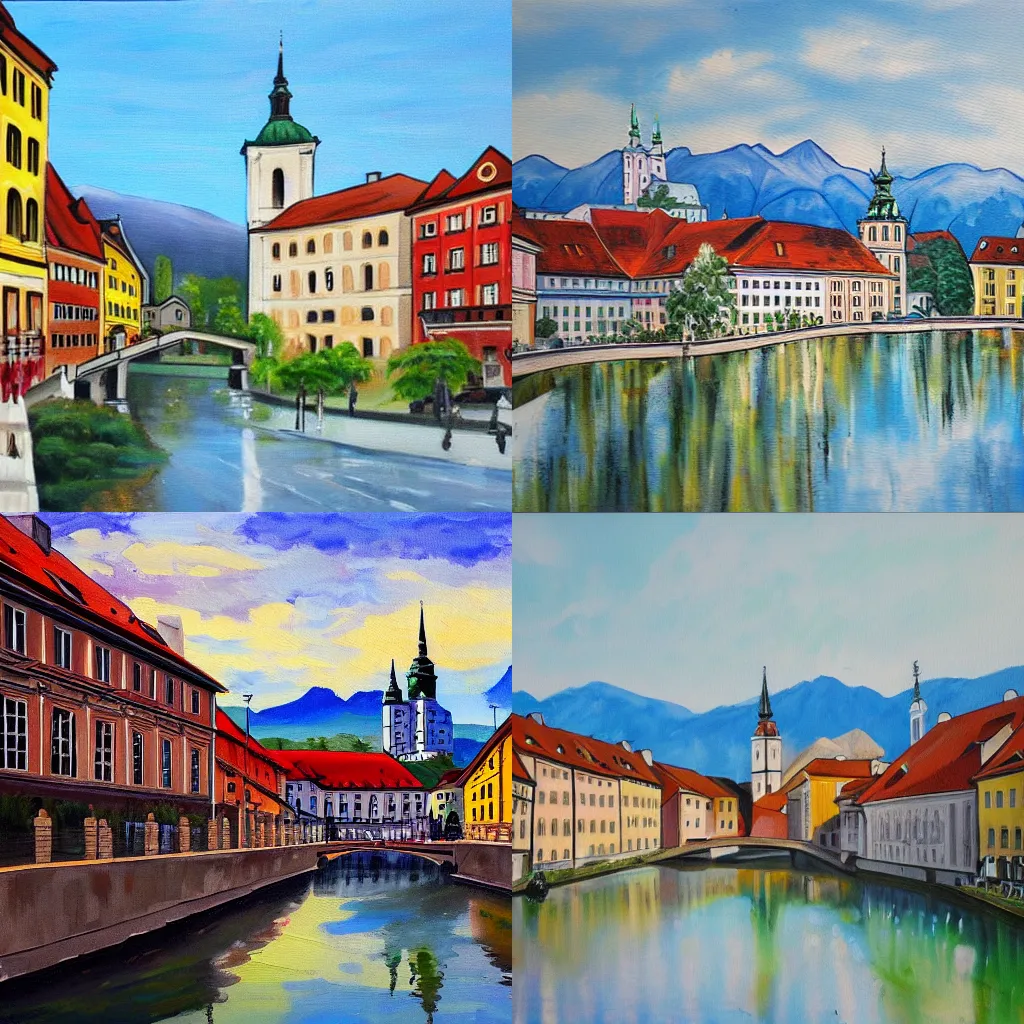 Prompt: a painting of ljubljana