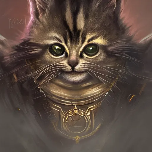 Prompt: Portrait of a baby cat as Emperor of Mankind, wh40k, elegant, digital painting, highly detailed, fantasy, artstation, concept art, smooth, sharp focus, illustration