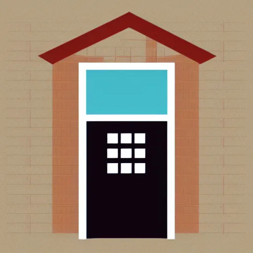 Image similar to house with a door open, minimalistic, vectorized logo style