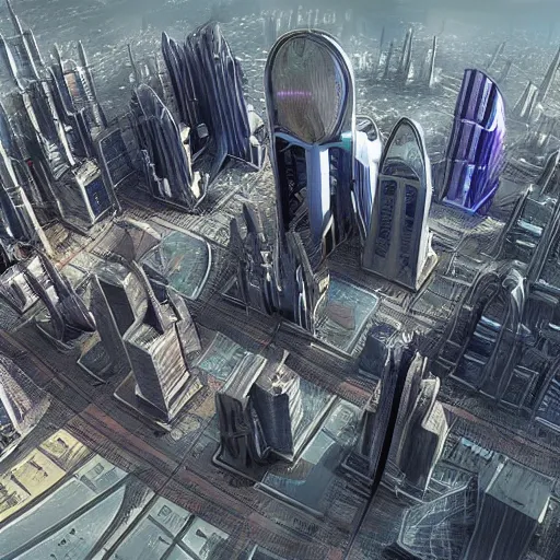 Prompt: a futuristic city from the year 5 0 7 0