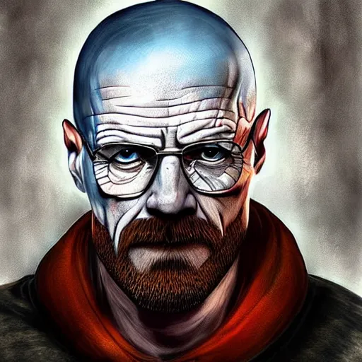 Image similar to Walter White as the God of War. Beautiful digital art