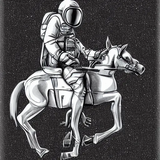 Prompt: concept art of a horse riding on the astronaut