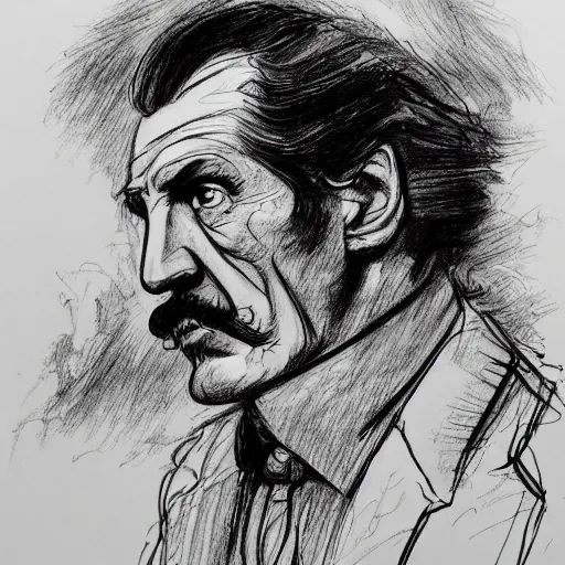 Image similar to a realistic yet scraggly portrait sketch of the side profile of a stern and sophisticated vincent price, trending on artstation, intricate details, in the style of frank auerbach, in the style of sergio aragones, in the style of martin ansin, in the style of david aja, in the style of mattias adolfsson
