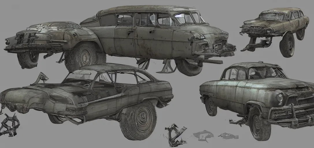 Concept Art of Vehicle 3d models from Fallout 4 Stable Diffusion