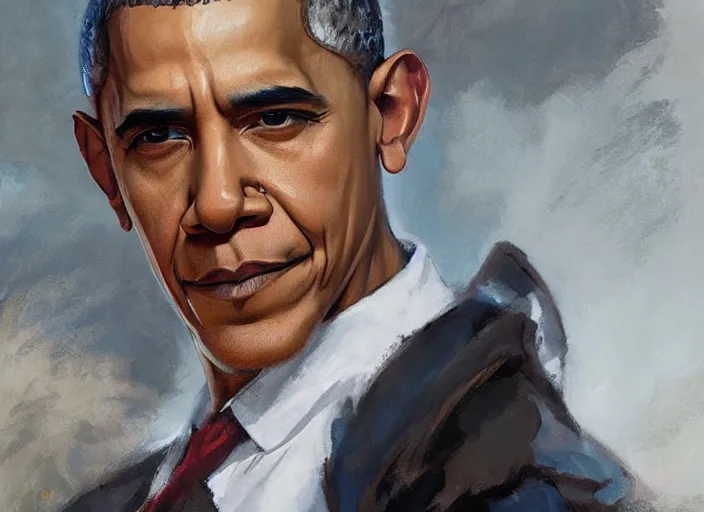 Image similar to a highly detailed beautiful portrait of barack obama as kratos, by gregory manchess, james gurney, james jean