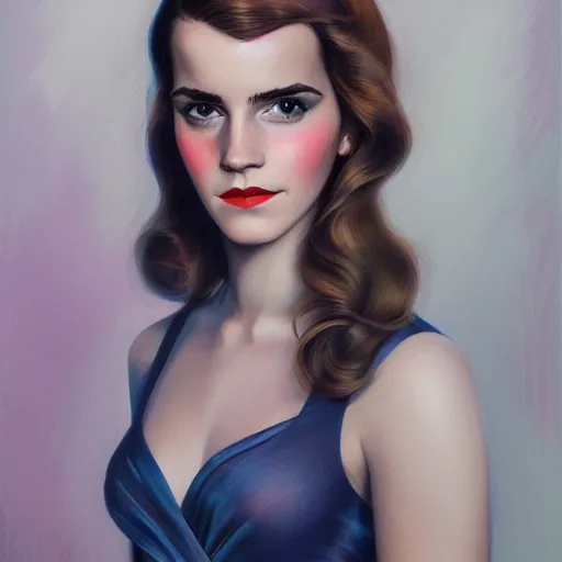 Image similar to a streamline moderne portrait of emma watson in the style of anna dittmann and donato giancola and charles dulac.