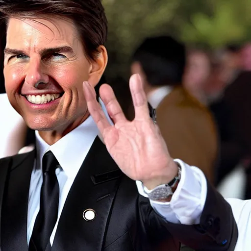 Prompt: tom cruise at the church of scientology saluting