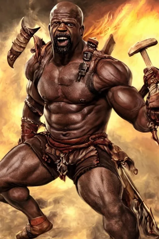 Prompt: Terry crews portrayed as a Dungeons and Dragons berserker