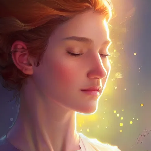 Image similar to portrait of garfield, dreamy and ethereal, fantasy, intricate, elegant, rainbow bubbles, highly detailed, digital painting, artstation, concept art, smooth, sharp focus, illustration, art by artgerm and greg rutkowski and alphonse mucha