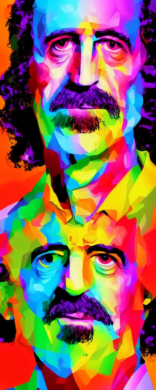 Image similar to A 3d rendered colourful portrait of frank zappa, digital art