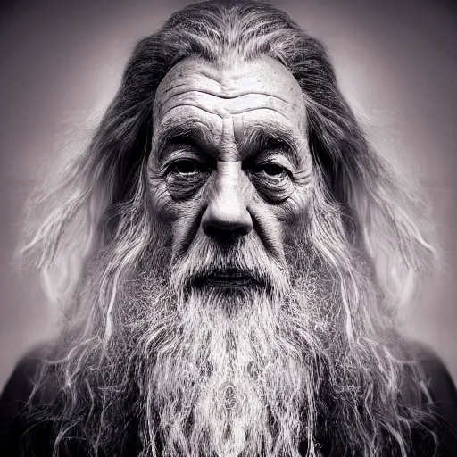 Prompt: portrait of gandalf by lee jeffries