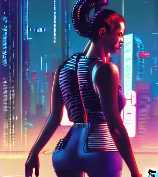 Image similar to cable plugged in, side of head, very very beautiful woman, cyberdeck computer terminal, street level night city, 1 9 7 9 omni magazine cover, style by vincent di fate, artgerm, cyberpunk 2 0 7 7, very coherent, detailed, 4 k resolution, unreal engine, daz